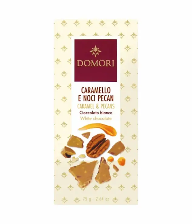Domori Anthology biela čokoláda s kakaom Criollo a s karamelom a pekanovými orechmi 75 g