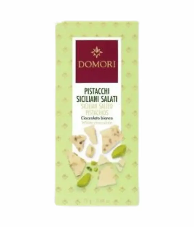 Domori Anthology biela čokoláda s kakaom Criollo a so solenými pistáciami zo Sicílie 75 g