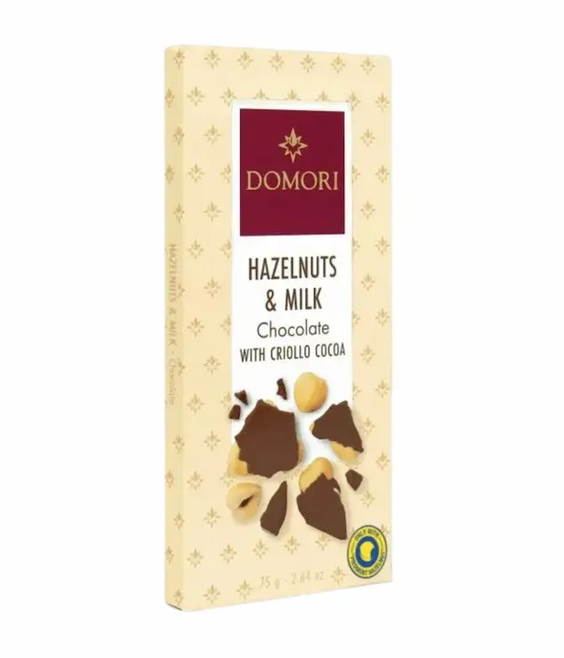 Domori Anthology čokoláda Gianduja s kakaom Criollo a s karamelizovanými lieskovými orechmi z Piemontu 75 g