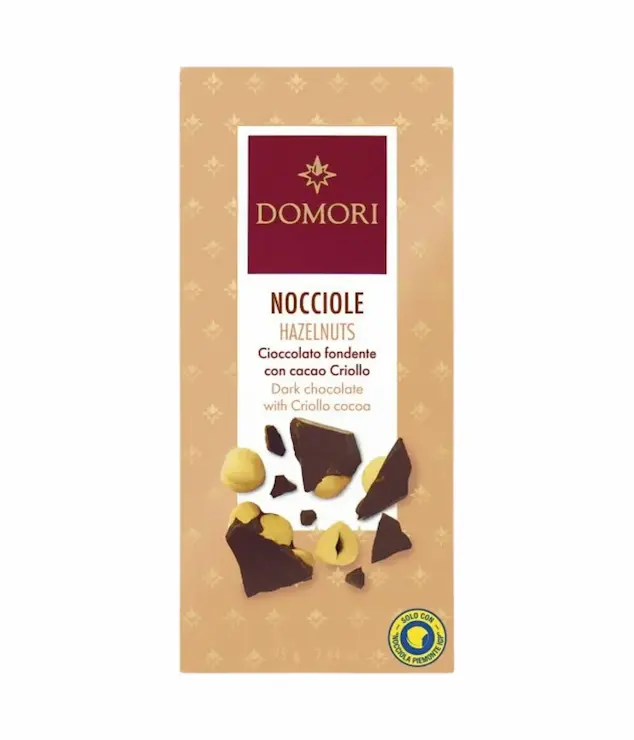 Domori Anthology 70% tmavá čokoláda s kakaom Criollo a s lieskovými orechmi z Piemontu 75 g